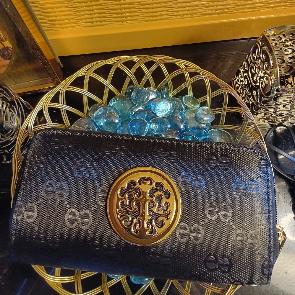 Black and gold wallet